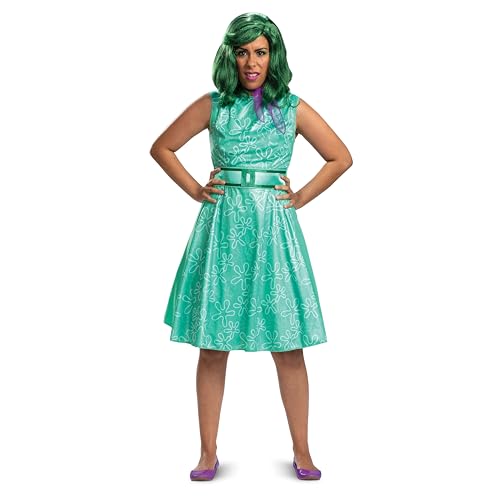 Kostüm "Disgust Inside Out", offizielles Disney-Inside-Out-Kostüm, Kleid für Erwachsene, Schal und Perücke, Größe (46-48) von Disguise
