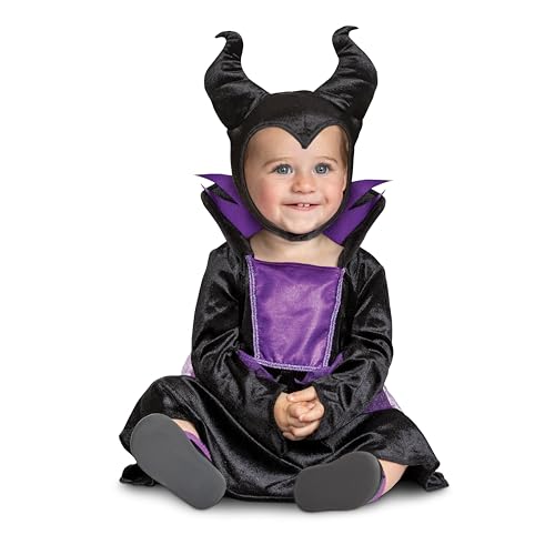 Maleficent Säuglingskostüm, offizielles Disney-Baby-Kostüm, Outfit für Halloween, mit Kopfbedeckung, (6-12 Monate) von Disguise