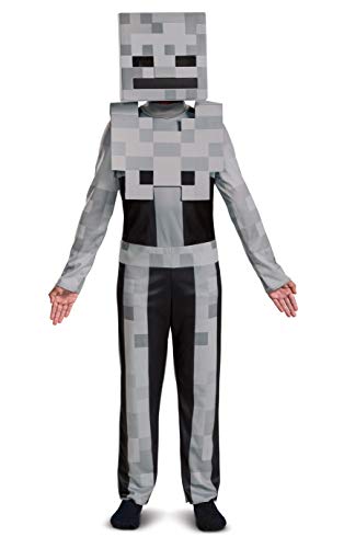 Minecraft Skelett-Kostüm für Kinder, Videospiel-inspiriertes Charakter-Outfit, klassisches Kind, Größe S (4-6), Grau von Disguise