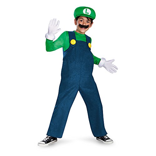 Nintendo 67822L Super Mario Brothers Luigi Kinder-Kostüm Deluxe S (4-6 J.), blau, 109-126cm von Disguise