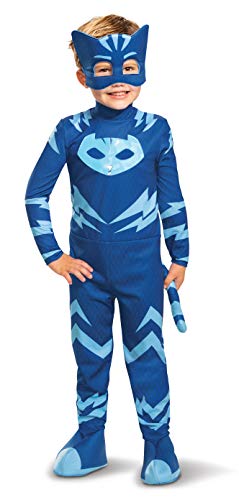 PJ Masks Catboy Costume, Deluxe Kids Light Up Jumpsuit Outfit and Character Mask, Toddler Size Extra Large (7-8) Blue von Disguise