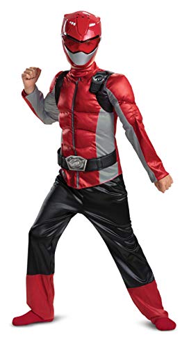 Disguise Offizielles Classic Power Rangers Kostüm Kinder Rot Muskelkostüm, Ranger Superhelden Kostüm für Kinder Jungen Faschingskostüm Karneval Geburstag Powerrangerskostüm Größ M von Disguise