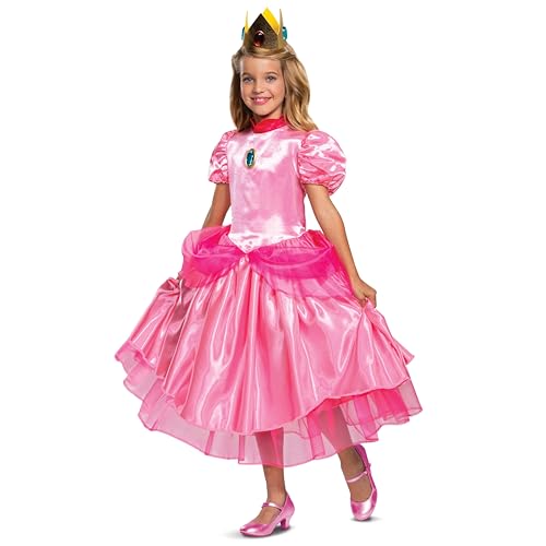 Prinzessin Pfirsich Kostüm Kleid, Nintendo Super Mario Bros Deluxe Dress Up Outfit für Mädchen, Kinder Größe XL (14-16) von Disguise