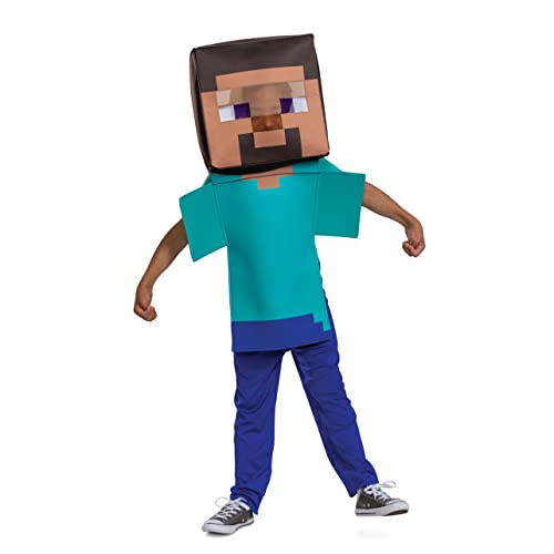 Steve Costume for Kids, Official Adaptive Minecraft Costume Jumpsuit and Head, Child Size Large (10-12) von Disguise
