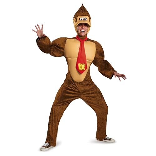 Super Mario Bros DIS98821D Donkey Kong Disguise Offizielles Super Mario Erwachsene Deluxe Nintendo Kostüm Faschingskostüme Männer Karneval Geburstag Costume, Herren, Cartoon, X-Groß von Disguise