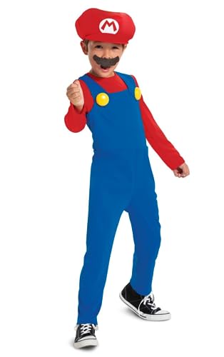 Super Mario Mario Karnevalskostüm XS, Kostüm, Rot, Blau, XS von Disguise