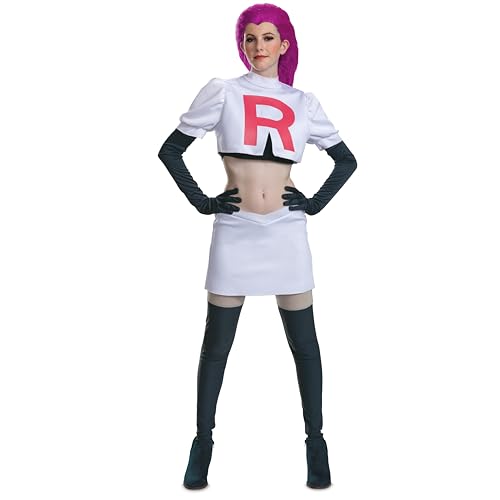 Team Rocket Jesse Kostüm, offizielles Pokemon Deluxe Kostüm und Perücke, Größe (Erwachsene 8-10) von Disguise