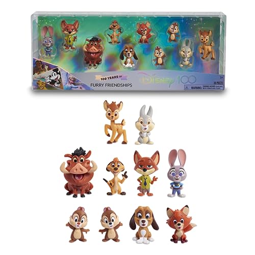 Disney 100 - Furry Friendship Packung, Sammelspielzeug mit Disney-Charakteren, enthält 8 Verschiedene Figuren, 100% offizielles Lizenzprodukt, 12 zum Sammeln, 3 Jahre, Berühmt (DED16400) von Disney 100