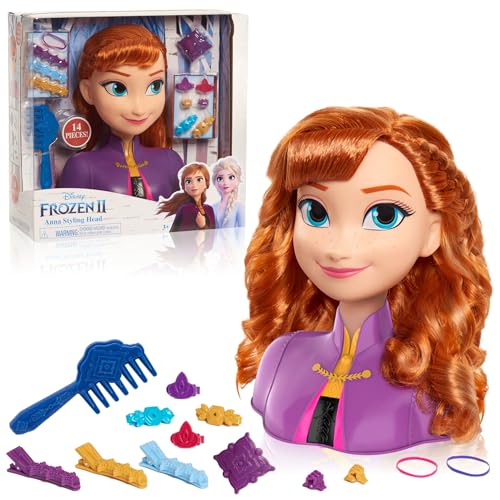 Disney Frozen 2 Anna Frisierkopf 20cm mit 14 Zubehörteilen für Styling-Spaß, ab 3 Jahren, Just Play, Merhfarbig, 32811 Disney Frozen 2 Anna Frisierkopf 20cm mit 14 Zubehörteilen für Styling-Spaß, ab 3 Jahren, Just Play, Merhfarbig, 32811 von Disney
