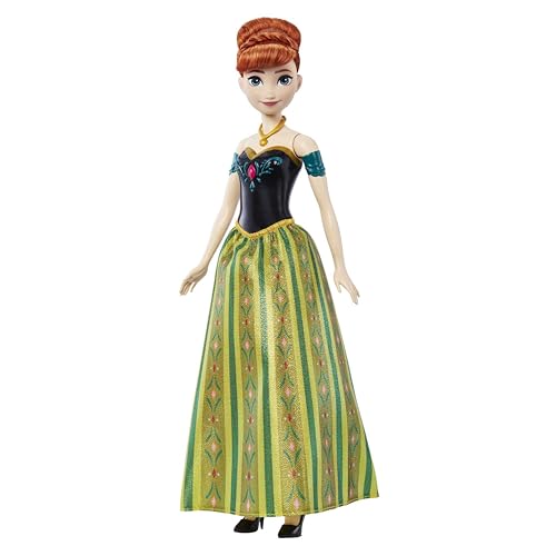 Disney Frozen Disney "Die Eiskönigin" Spielzeug, Anna-Musikpuppe in charakteristischer Kleidung, spielt eine instrumentale Version von „Zum ersten Mal“ , Disney Puppen Spielzeug ab 3 Jahren, HMG47 von Mattel