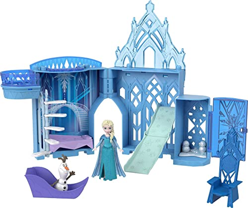 Disney Frozen HPR37 - Disney „Die Eiskönigin“ Spielzeug, Elsas Stapelschloss Puppenhaus-Spielset mit kleiner Puppe und 8 Teilen, Reisespielzeug und Geschenke für Kinder von Mattel