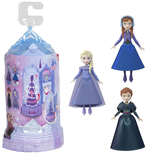 Mattel Disney Die Eiskönigin Kleine Überraschungspuppen und Miniaturschloss-Spielsets, Eisschloss-Drehüberraschung aus den Filmen (Stile können abweichen), JCR90, [Mehrfarbig] von Mattel