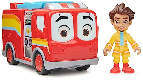 Disney Junior Firebuds, BO and Flash, Actionfigur und Feuerwehrfahrzeug mit interaktiver Augenbewegung, Kinderspielzeug für Jungen und Mädchen ab 3 Jahren von DC Comics