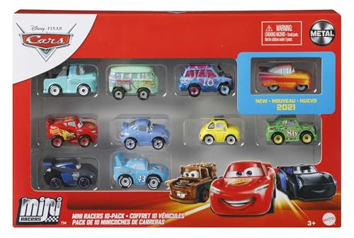 Mattel Disney Pixar Cars - Mini Racers Derby Racers Serie 10er-Pack Kleine Metall-Autos aus dem Film, Spielzeug ab 3 Jahren, Modell sortiert GKG08 von Mattel