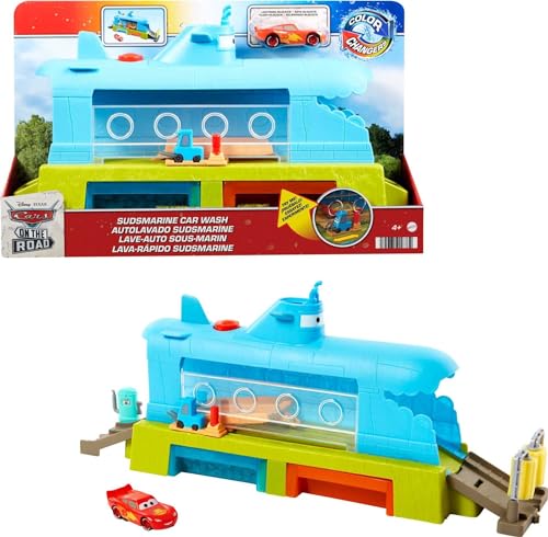 Disney Pixar Cars HGV70 - U-Boot-Autowaschanlagen-Spielset mit Lightning McQueen Spielzeugauto mit Farbwechseleffekt, Autospielzeug Geschenke für Kinder ab 4 Jahren von Mattel