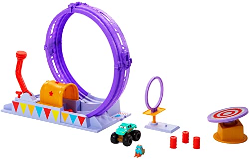 Disney Pixar Cars HGV73 - On The Road Showtime Looping Spielzeugset mit Ivy Monster Truck, Raketenwerfer und beweglichem Ziel, Spielzeug Geschenk für Kinder ab 4 Jahren von Mattel