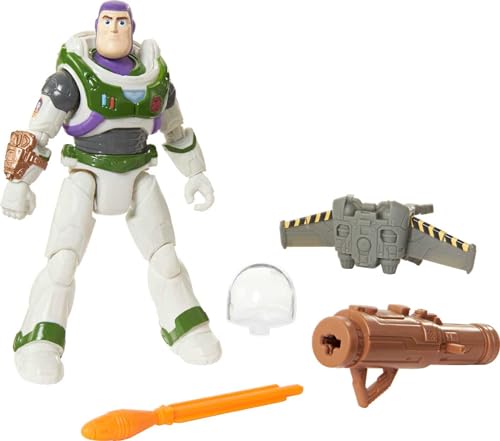 Buzz Lightyear HHJ86 - Buzz Lightyear-Actionfigur mit Missionsausrüstung 12,7 cm mit Jetpack, Blaster, 10 bewegliche Gelenke, authentische Details, Spielzeug für Kinder ab 4 Jahren von Disney Pixar