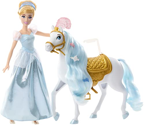 Disney Prinzessin-Spielzeug, Cinderella-Puppe mit Pferd und Styling-Zubehör, inspiriert vom Disney-Film Disney Prinzessin-Spielzeug, Cinderella-Puppe mit Pferd und Styling-Zubehör, inspiriert vom Disney-Film von Mattel