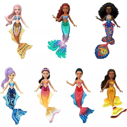 Mattel DISNEY Arielle, die Meerjungfrau - Set kleiner Abenteuer-Puppen mit Caspia, Indira, Perla, Karina, Mala, Tamika und Arielle, für Sammler und Kinder ab 3 Jahren, HLX17 von Mattel