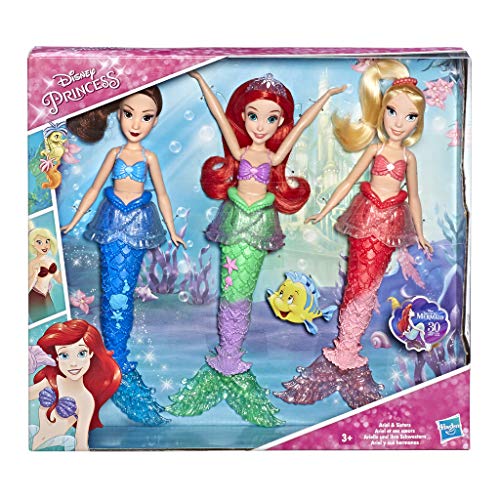 Disney Prinzessin Arielle und ihre Schwestern, 3er-Pack mit Meerjungfrauen-Puppen mit Röcken und Haarschmuck, Spielzeug für Kinder ab 3 Jahren von Hasbro Disney Prinzessinnen