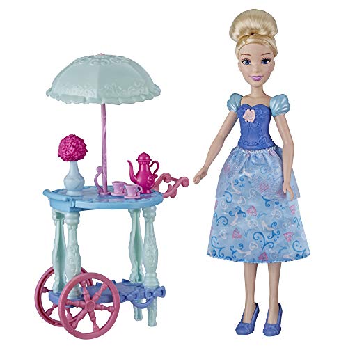 Disney Princess NO Variety Spielset mit Cinderella-Puppe, Trolley, Teetassen, Teekanne, Spielzeug für Mädchen ab 3 Jahren, Blau von Disney Princess