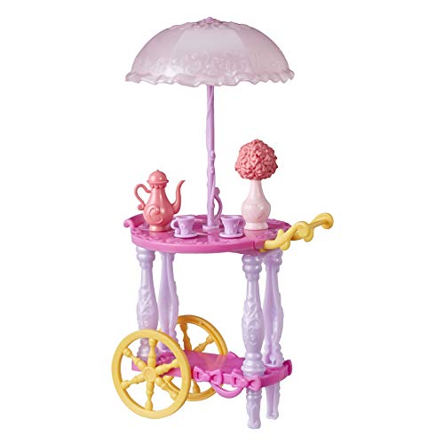 Disney Prinzessin Servierwagen für Puppen, mit Teetassen, Teekanne, Blumenvase und Sonnenschirm, Spielzeug für Mädchen ab 3 Jahren von Disney Princess