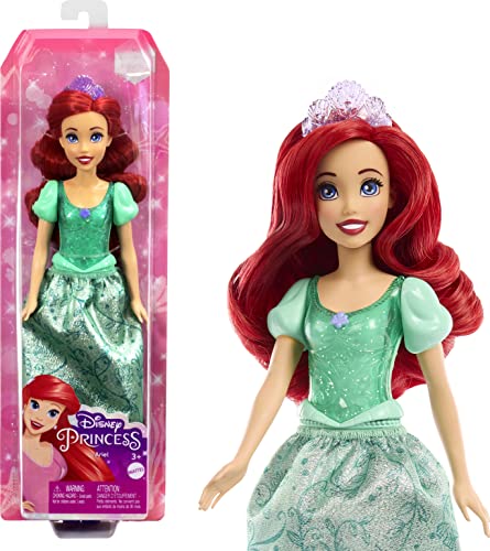 Mattel Disney Prinzessin Arielle Puppe, lange Haare zum Frisieren, beweglich, abnehmbare Schuhe und Diadem, Disney Geschenke, Spielzeug ab 3 Jahre, HLW10 von Mattel