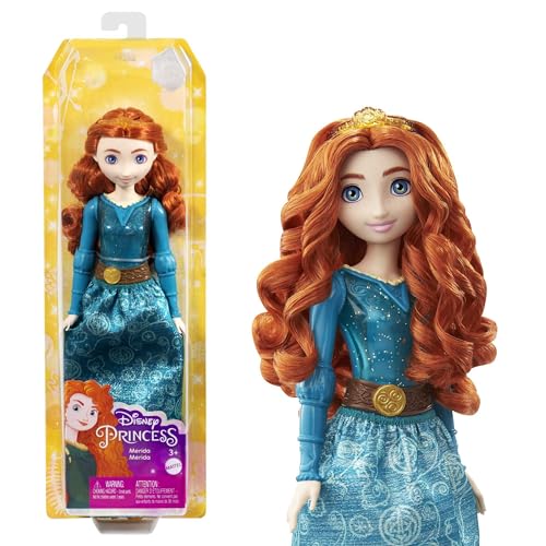 Disney Princess-Spielzeug, bewegliche Merida-Modepuppe mit glitzernder Kleidung und Accessoires, inspiriert vom Disney und Pixar-Film, Geschenk für Kinder, HLW13 von Mattel