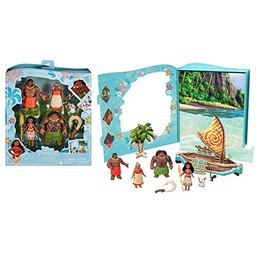 Disney Princess-Spielzeug, Vaiana Geschichtenpack mit 6 wichtigen Charakteren, kleine Puppen, Figuren und Zubehör inspiriert von Disney-Filmen, Geschenke für Kinder, HPG71 von Mattel