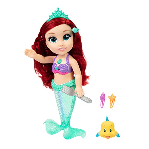 Disney Princess My Singing Friend Ariel Feature Puppe, 35 cm große Puppe singt und SAGT über 10 von Geschichten inspirierte Sätze, Zubehör für zusätzliches Spielen, perfekt für Mädchen ab 3 Jahren von Disney Princess