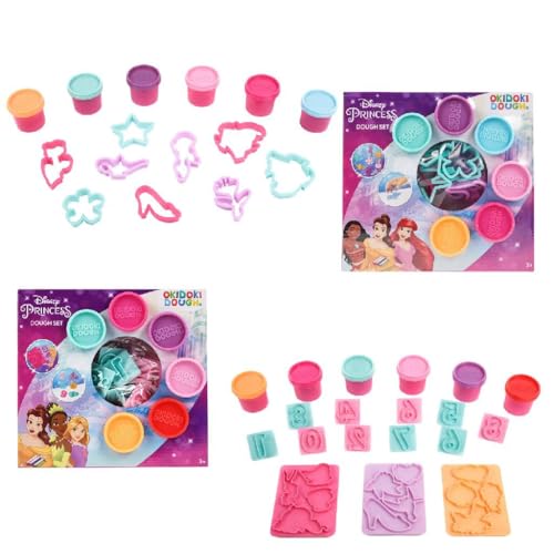 Disney Princess - Okidoki Dough Knete Set mit Zubehör - Knetset Modelliermasse - Kinderknete (6 x 50 Gramm) von Disney Princess