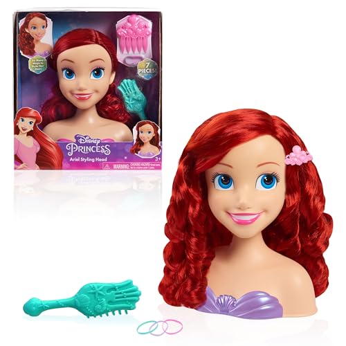 Disney Princess 20 cm Ariel Frisierkopf mit Zubehör, 7-teilig, rotes Haar, Kinderspielzeug ab 3 Jahren von Just Play von Just Play