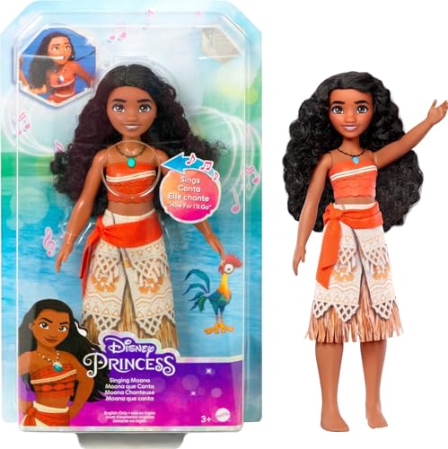 Mattel Disney Princess Toys, singende Vaiana-Puppe in charakteristischer Kleidung, singt How Far I'll Go aus dem Disney-Film, HLW16 von Mattel