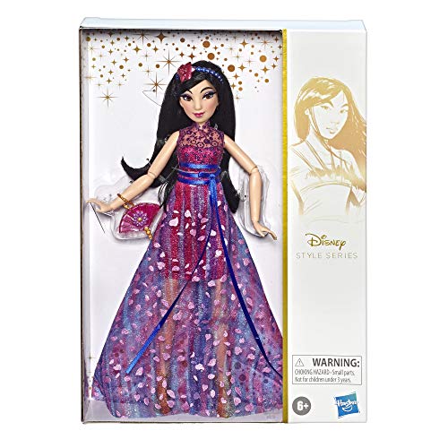 Disney Prinzessin Style Serie, Mulan Modepuppe, modernes Abendkleid, Ohrringe, Handtasche und Schuhe, Spielzeug für Mädchen ab 6 Jahren von Disney Princess