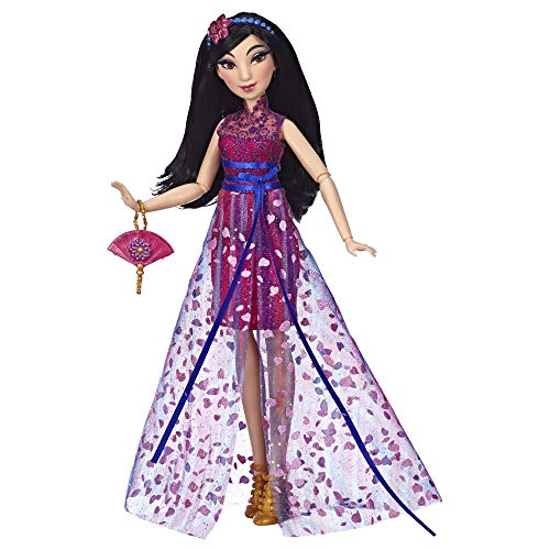 Disney Prinzessin Style Serie, Mulan Modepuppe, modernes Abendkleid, Ohrringe, Handtasche und Schuhe, Spielzeug für Mädchen ab 6 Jahren von Disney Princess