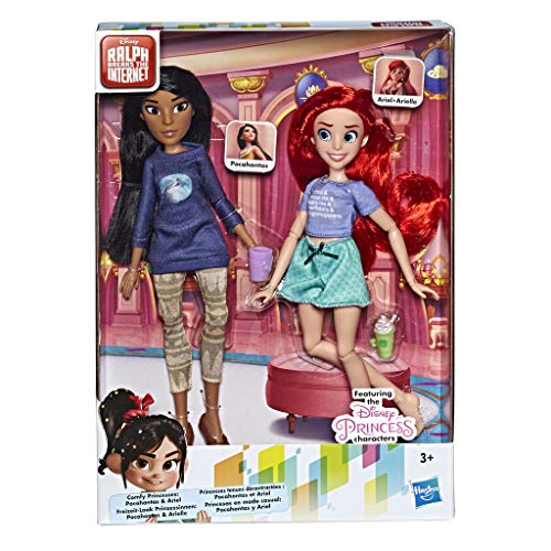 Disney Prinzessinnen Comfy Squad Ariel und Pocahontas, Puppen zum Film Chaos im Netz mit Freizeit-Outfit und Zubehör von Hasbro Disney Prinzessinnen