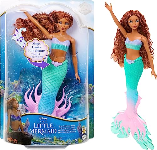 Mattel Disney Die kleine Meerjungfrau Sing & Dream Ariel Fashion Doll mit Signatur-Schwanz, inspiriert vom Film, HMX22 von Juegos Mattel