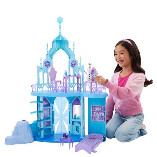 Mattel Disney Die Eiskönigin Spielset Elsas Eispalast mit Olaf-Figur, 5 Spielbereiche und 21 Zubehörteile, Elsas Eispalast, über 75 cm hoch, inspiriert von den Filmen, JGG41 von Disney Princess