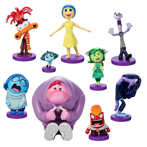 Disney Store Official - Alles Steht Kopf 2 - Figurenspielset - 9 geformte Spielzeuge - Mit Freude, Kummer, Wut, Zweifel, Ekel, Neid, Ennui, Peinlich und Angst von Disney Store