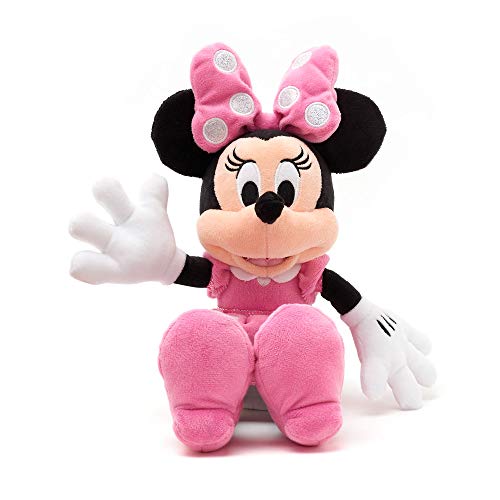 Disney Store Kleines Kuscheltier Minnie Maus, 33 cm / 12", Kultfigur rosa Pünktchenkleid mit Schleife und gestickten Gesichtszügen, für alle Altersstufen geeignet von Disney Store