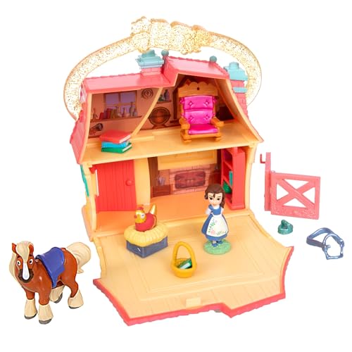Disney Store Official - Die Schöne und das Biest - Puppenhaus - 10,5 cm/4" - Once Upon a Story - Spielset - Mit Belle, Philippe, Spielzeugmöbeln und Accessoires - Ab 3 Jahren geeignet von Disney Store