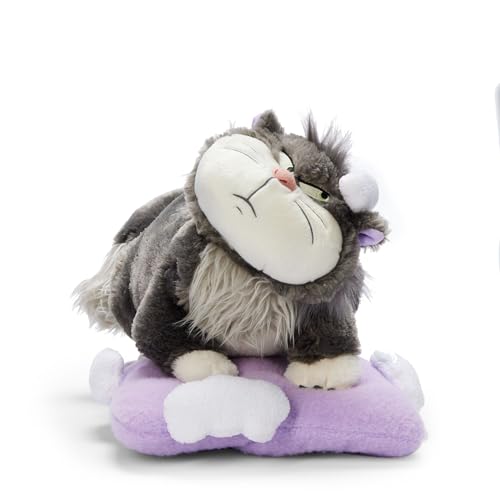 Disney Store Official - Cinderella - Luzifer - Kuscheltier - 28 cm/11" - Flauschige schwarz-weiße Plüschkatze auf lilafarbenem Kissen - Ab der Geburt geeignet - Ab 0 Jahren von Disney Store