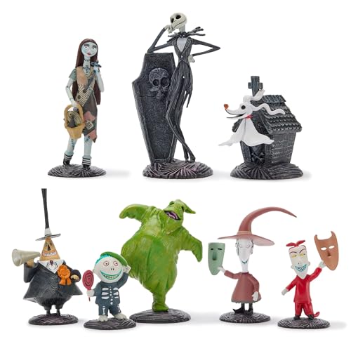 Disney Store Official - Tim Burtons Nightmare Before Christmas - Spielzeugfigurenset - 8 Spielzeuge - Mit Jack Skellington, Sally, Zero, Oogie Boogie und mehr - Ab 3 Jahren geeignet von Disney Store