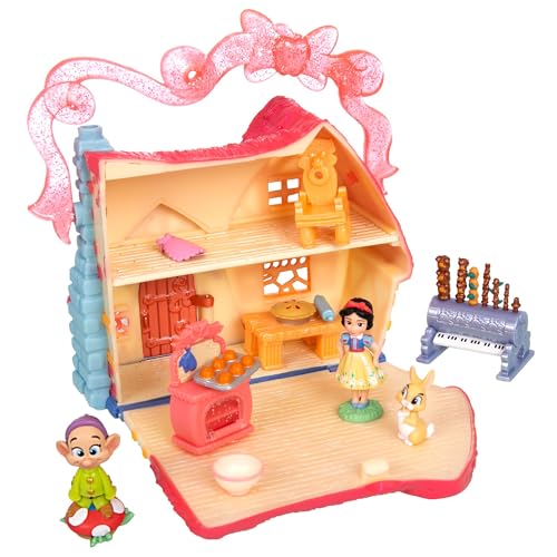 Disney Store Official - Schneewittchen - Puppenhaus - 10 cm/4" - Once Upon a Story - Spielset - Mit Waldhütte, Seppl, Kaninchen und Küchenspielzeugen - Ab 3 Jahren geeignet von Disney Store