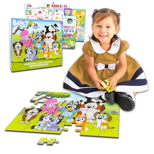 Bluey Bodenpuzzle für Kinder Set – Paket mit 36-teiligem Bluey Floor Puzzle plus Aufklebern, mehr | Bluey Puzzles für Kinder im Alter von 3-5 Jahren von Disney