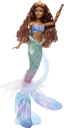 DISNEY Arielle, die Meerjungfrau - Deluxe-Meerjungfrauenpuppe mit Haarperlen und Puppenständer für fantasievolles Spielen und Präsentieren, für Kinder ab 6 Jahren, HNF42 von Mattel
