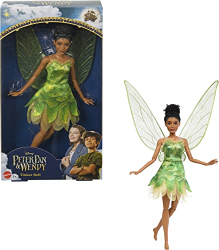 DISNEY Peter Pan & Wendy Tinker Bell Feenpuppe mit beweglichen Flügeln und grünem Kleid, inspiriert vom Film, Geschenk für Kinder zum Nachspielen von Szenen oder eigenen Abenteuern, HNY37 von Mattel