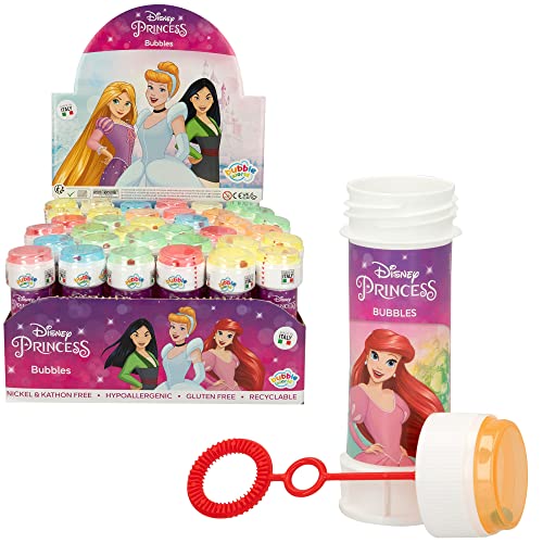 Disney Princess 047023PA DULCOP-Pack mit 36 Bubble-Seifenblasen-60 ml-047023PA-Mehrfarbig-Kunststoff-Offizielle Lizenz-Kinderspielzeug-Outdoor-Spiel-Ab 3 Jahren, Mehrfarbig von Disney Princess