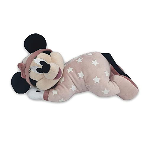 Disney 6315870354, Schlafen Guten Mimmi Maus mit Musik, Mimmi Maus Liegend Kuscheltiere mit Musik und Schlafanzug mit Leuchtenden Sternen, 30 cm, Ab 0 Monaten von Disney