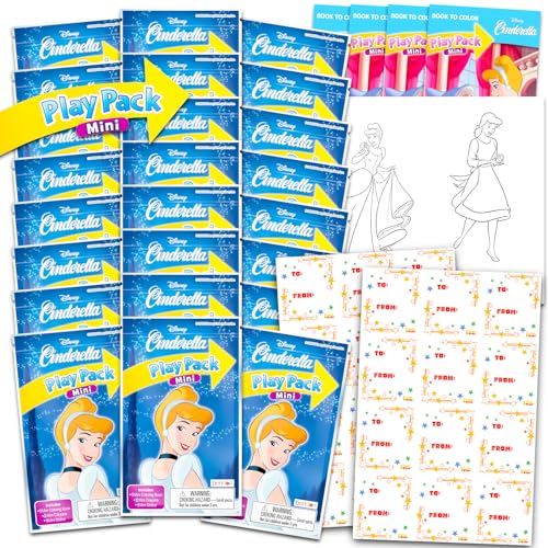 Disney Aschenputtel-Osterkorbfüller für Kinder, Set mit 24 Aschenputtel-Mini-Malbüchern mit Buntstiften, Aufklebern, Premium-Ostereierfüller ohne Süßigkeiten von Disney